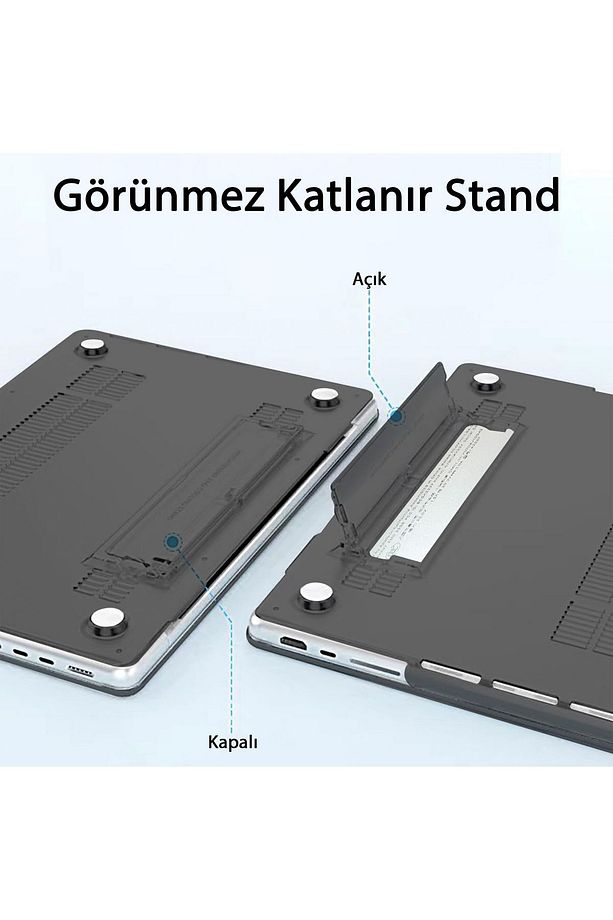 Macbook Air 13.6" M2-m3 Çip 2022/2024 A2681 A3113 Uyumlu Standlı Kılıf  Klavye Kılıfı Ekran Koruyucu - 7