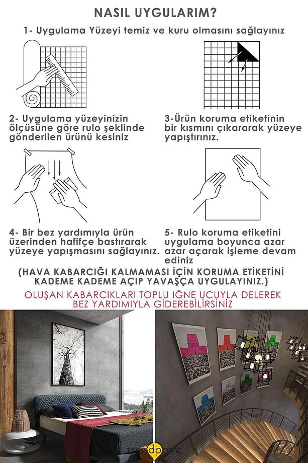 60cm×100cm Kendinden Yapışkanlı Dokulu Çimento Görünümlü Duvar Kağıdı Dolap Masa Kaplama - 6