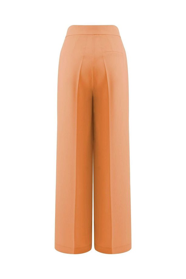 Yüksek Bel Bol Paça Krep Pantolon - 7