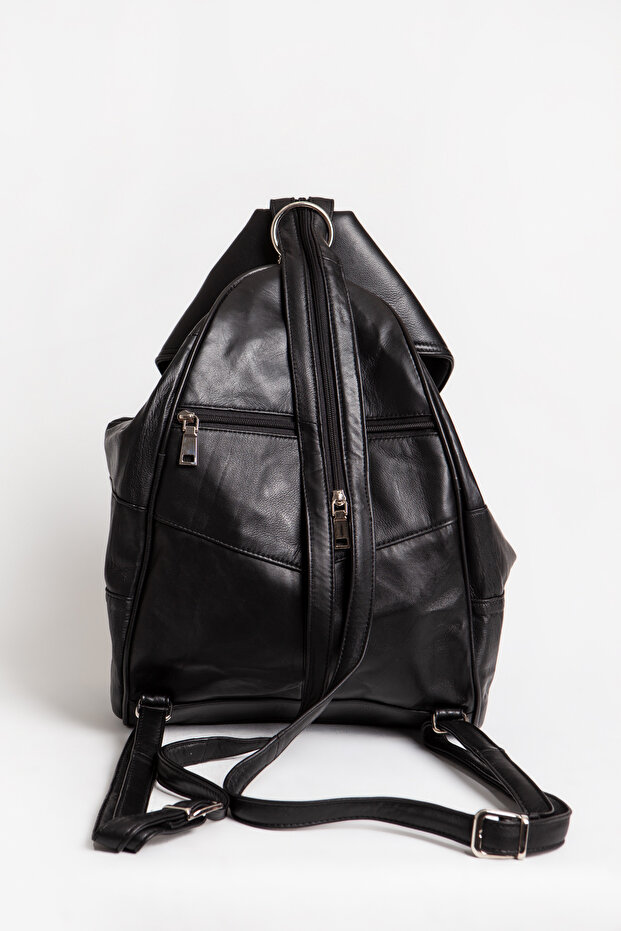 2053 Real Leather Women's Crossbody Backpack Black