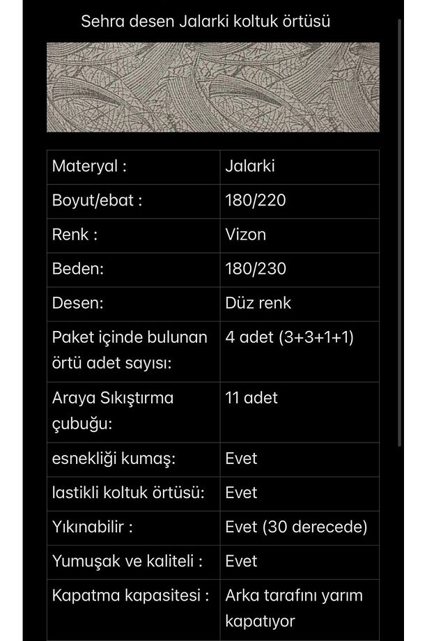 Jakarlı Vizon 3311 Lastikli Kanepe Örtüsü | Lastikli Koltuk Örtüsü | Koltuk Kılıfı | Koltuk Örtüsü - 4