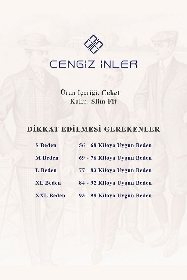 Cengiz Inler Armür Desen Slim Fit Erkek Ceket - 5