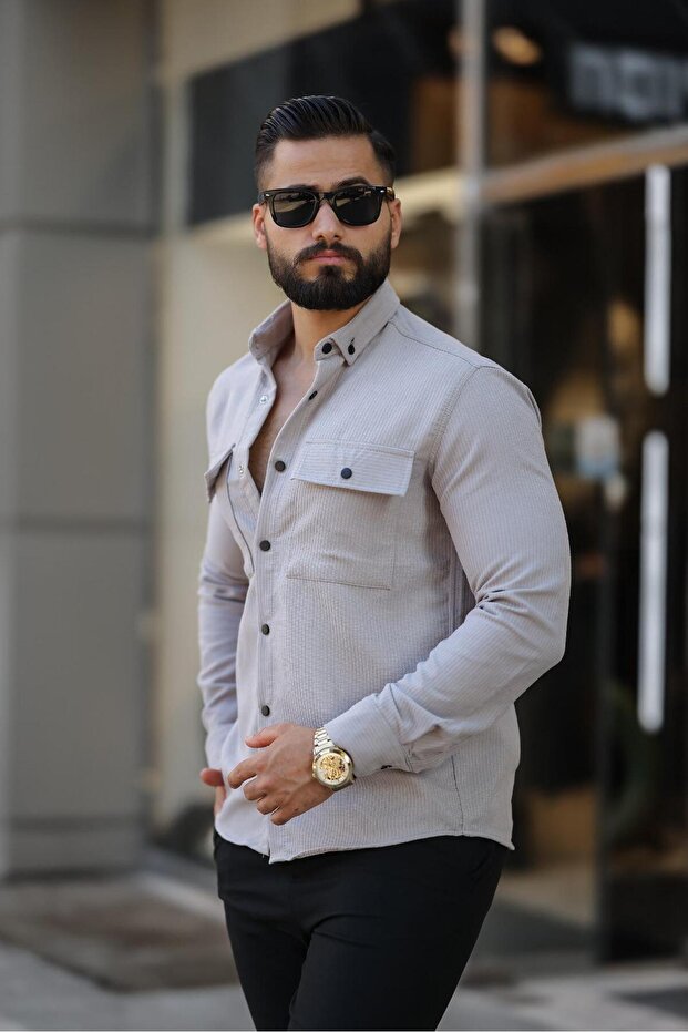 ÇİFT CEPLİ FİTİLLİ KIŞLIK GÖMLEK - 1