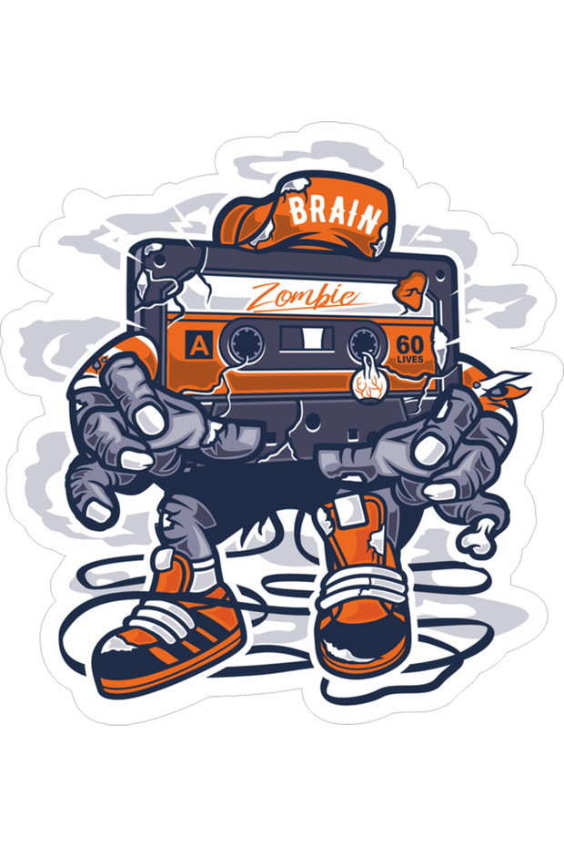 Skateboarder Old Man Sticker 10X10 cm Colorful Sticker