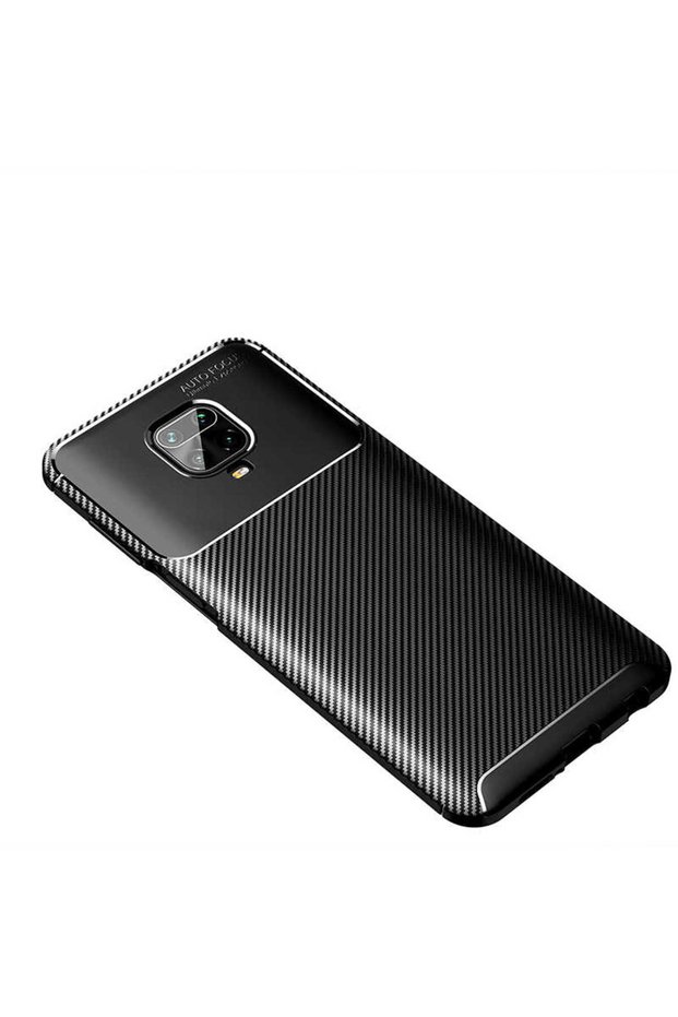 غطاء لهاتف Redmi Note 9S/Note 9 Pro، تصميم كربوني، متين، فاخر، مع خاصية التركيز التلقائي، لون أسود، مصنوع من السيليكون الناعم.