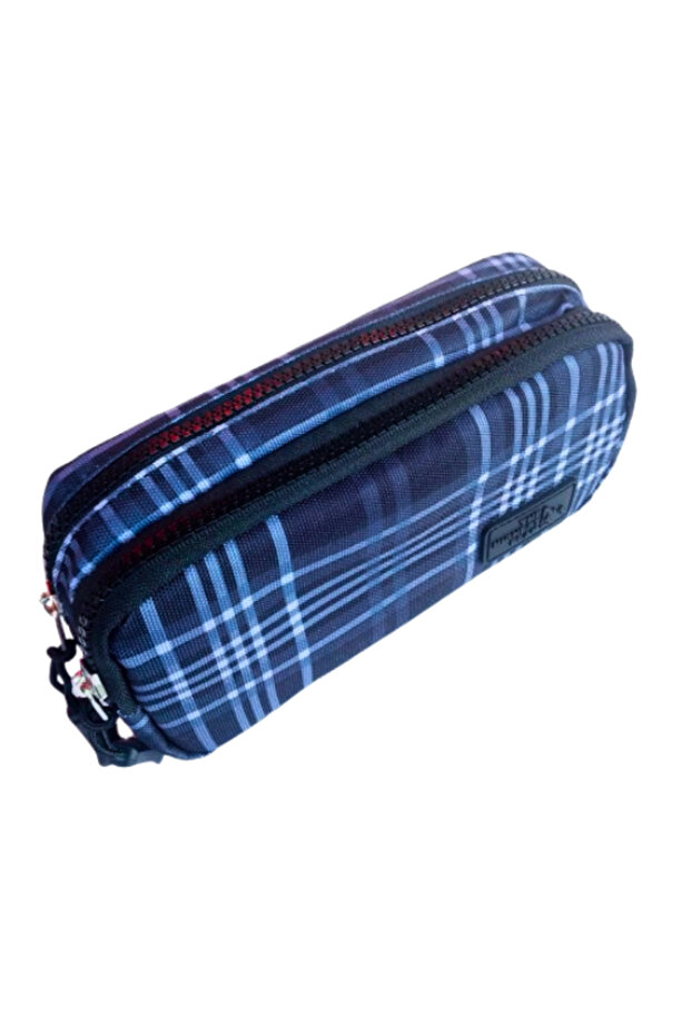 2 Compartments Pen Holder Plaid Pattern - 1