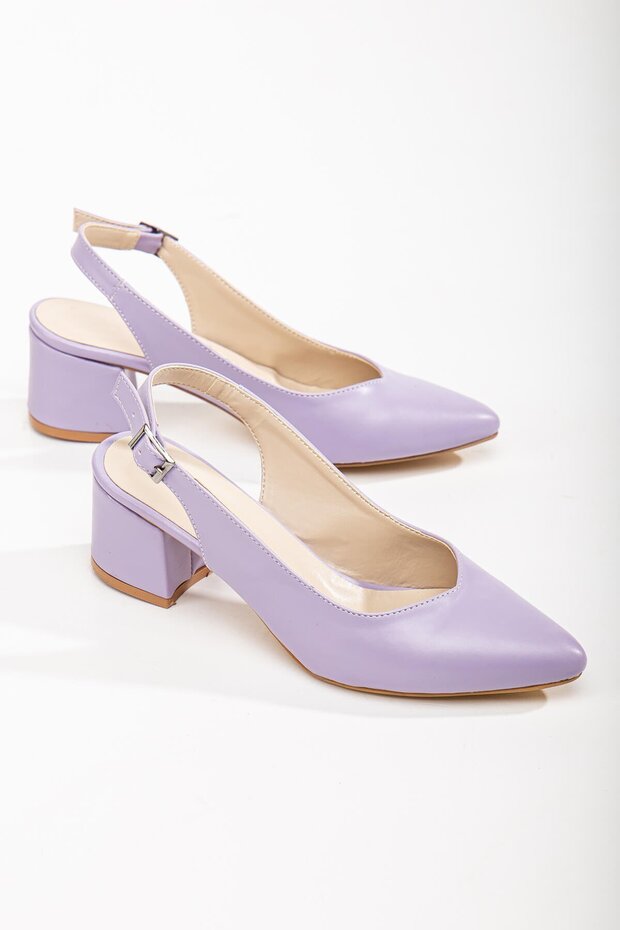 Open Back Women's High Heeled Shoes Lilac Skin