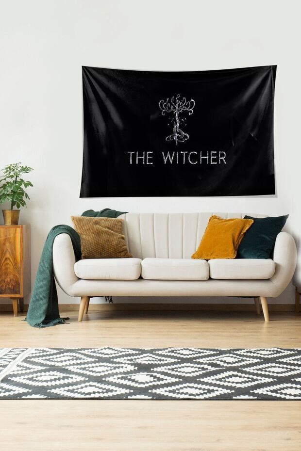 The Witcher Written Stain Resistant Velvet Textured Fabric Wall Cloth Wall Carpet Tapestry