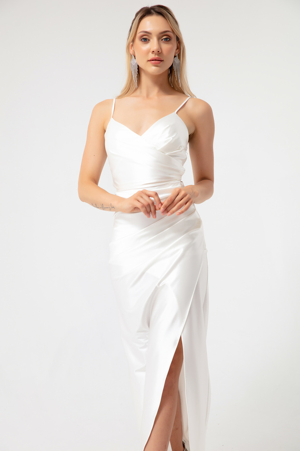 Rochie de seară lungă, albă, fără spate - 2