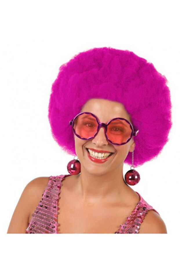 Pink Color Disco Ball Shaped Shiny New Year Party Glasses with Earrings (5671)