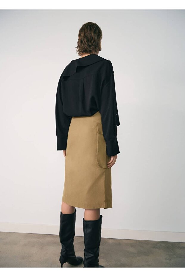 Kargo cepli midi etek - 4