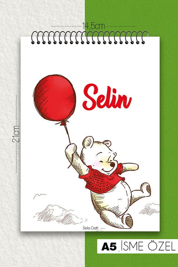 Winnie The Pooh Düz İSİME ÖZEL Notepad 01 Günlük Planlayıcı, Defter, Not Defteri - 1