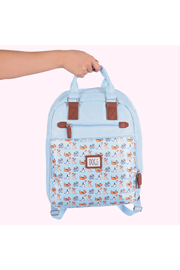 Dogs Laptop Backpack – Water-Resistant, 15 inch Laptop Compatible School Bag, Blue