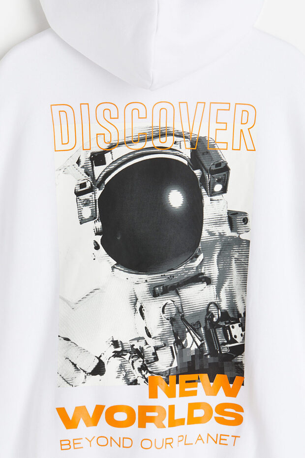 Oversized Fit Kapüşonlu ve Baskılı Üst - 3