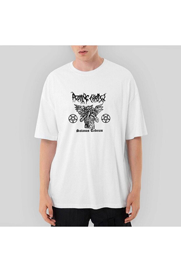 Rotting Christ Satanas Tedeum Oversize White T-Shirt