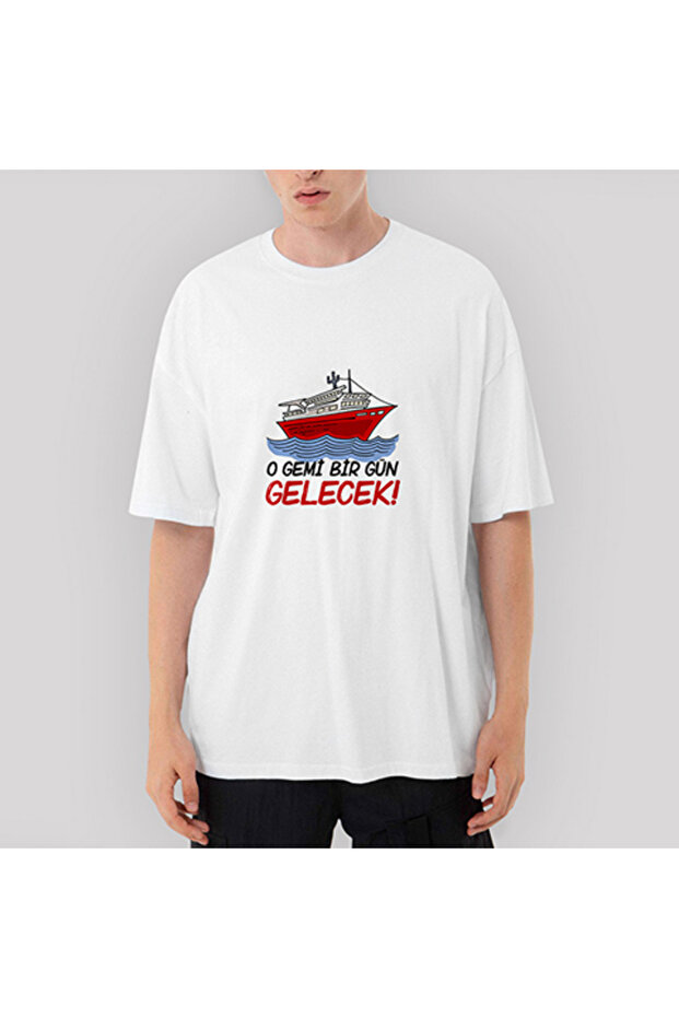 That Ship Will Come One Day Oversize White T-Shirt M