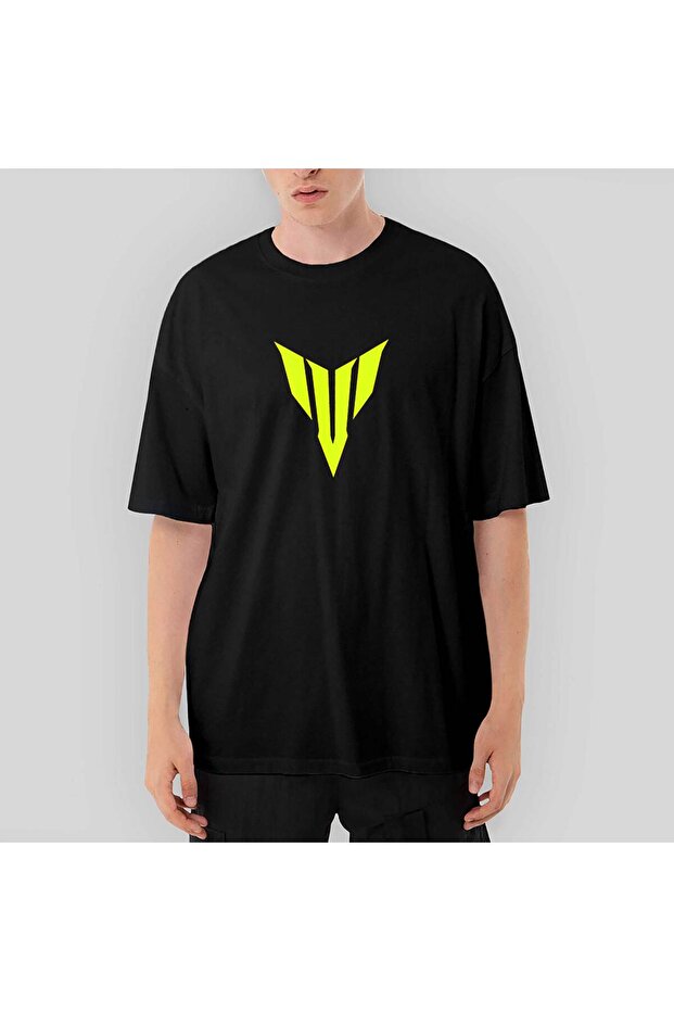 Ymha Neon Logo Oversize Black T-Shirt