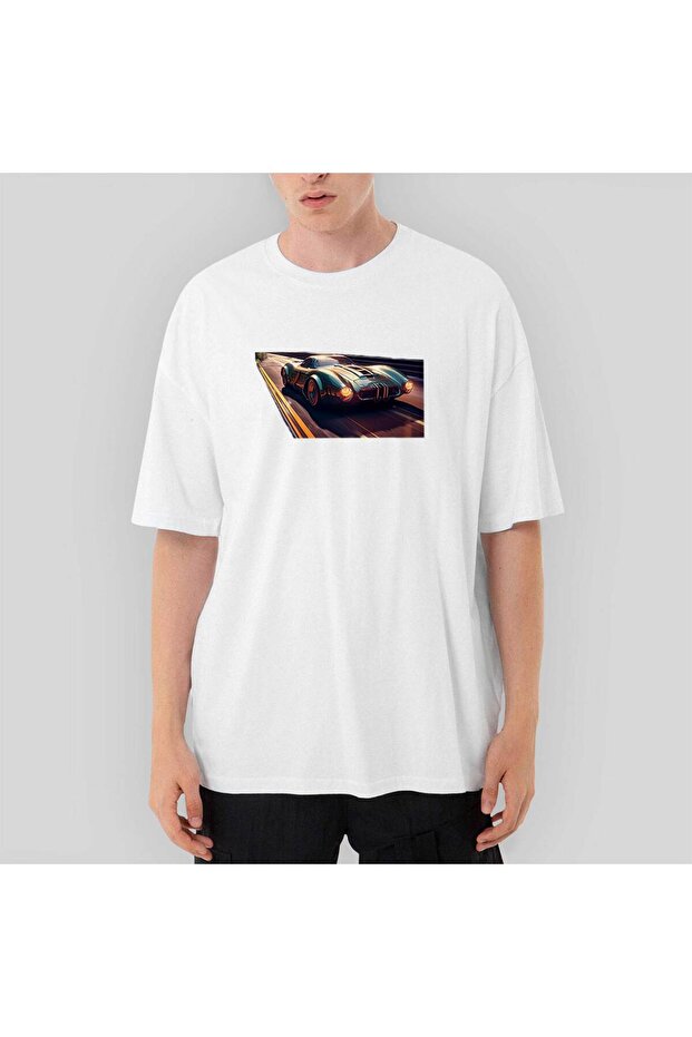 Driving A Car Oversize White T-Shirt