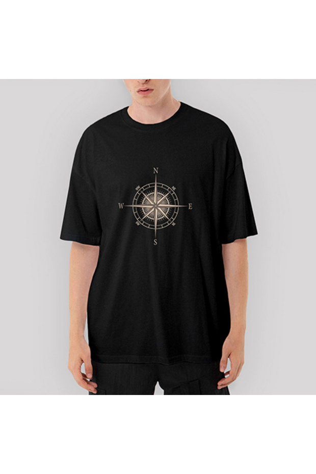 Compass Oversize Black T-Shirt XL