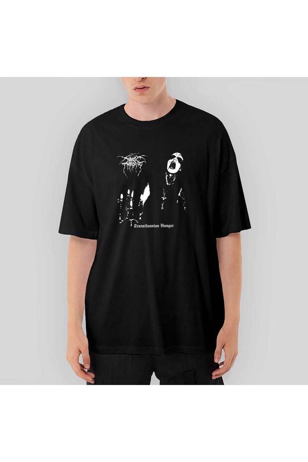 Darkthrone Transilvanian Hunger تي شيرت أسود كبير الحجم XL