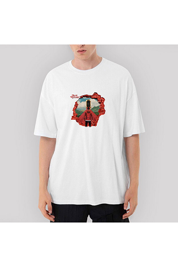 A Day Remember You're Welcome Oversize White T-Shirt XL