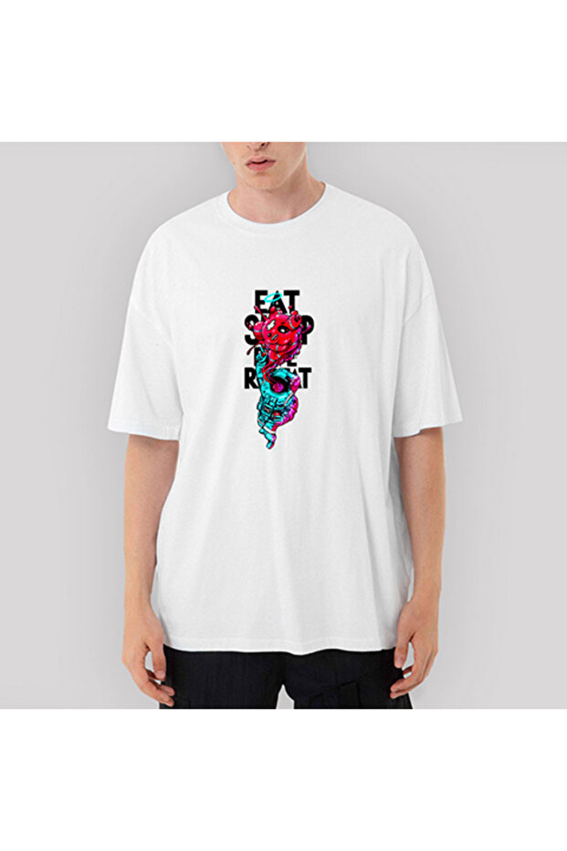 Eat Sleep Astronaut Oversize White T-Shirt XL