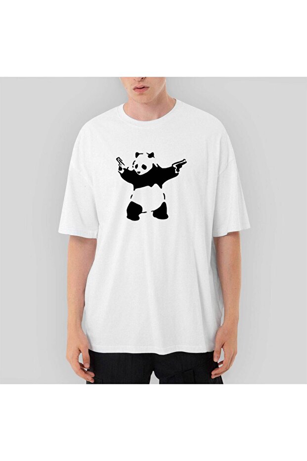 Μπλουζάκι Panda Guns oversized Μαύρο - 1