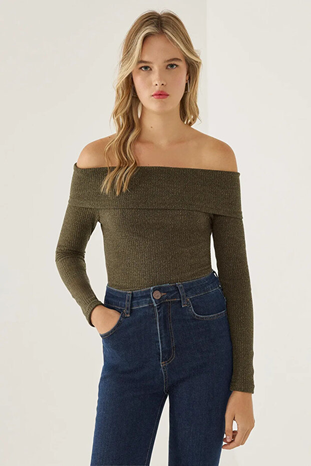 Off Shoulder Örme Üst - 1