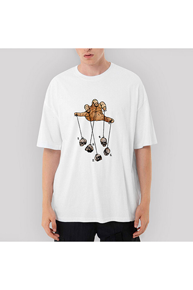 Puppet Skull Oversize White T-Shirt