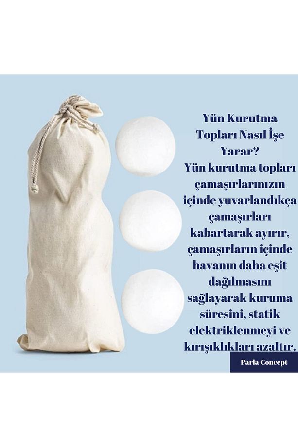 Çamaşır Yün Kurutma Topu ve Koku Seti - Kurutma Makinesi İçin - 3 Adet Top ve 2 Adet Koku - XL - 3