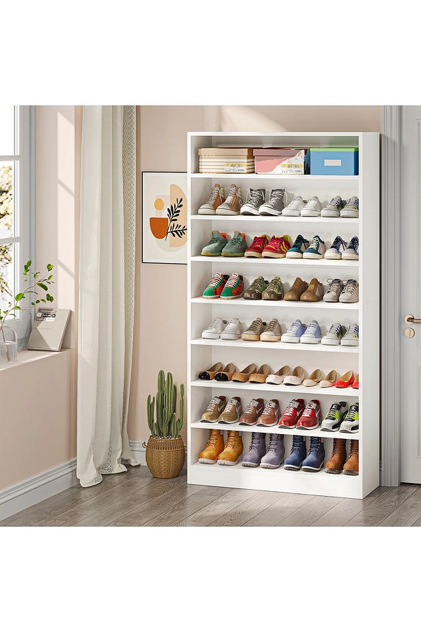 Beyaz Ayakkabılık Rafı, %100 Mdf Ayakkabılık, Ayakkabı Standı, Çok Amaçlı Raf, Ayakkabı Dolabı - 1