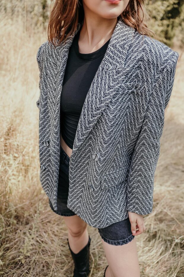 Jakarlı Blazer Ceket - 1