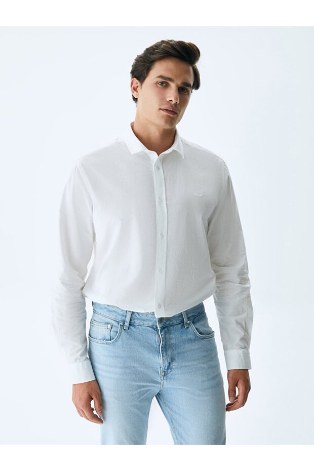 Dokulu Beyaz Gömlek - 2