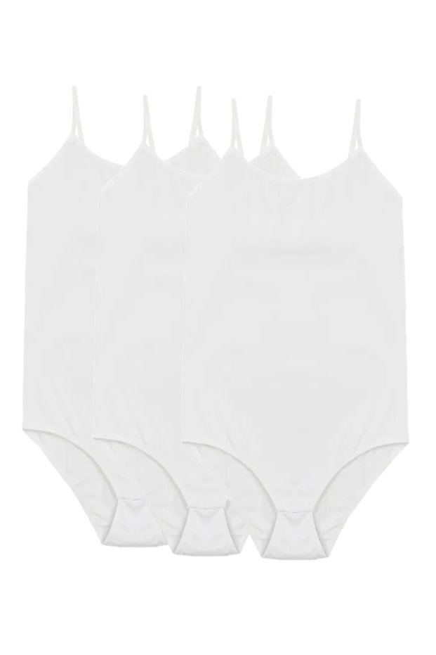 3 pieces women's snap-on bodysuit with string strap black white gray white