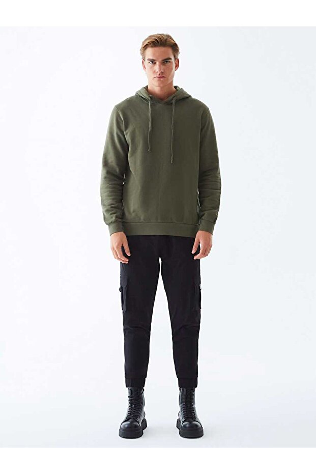 Kapüşonlu Yeşil Sweatshırt - 1
