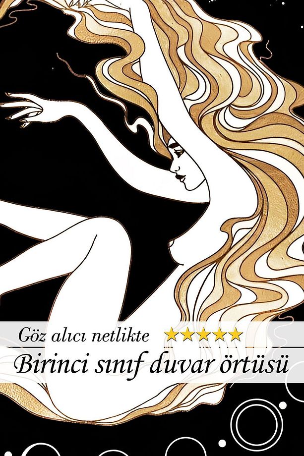 Evrenin Boşluğunda Süzülen Altın Saçlı Kız Duvar Örtüsü Duvar Halısı Tapestry - 3