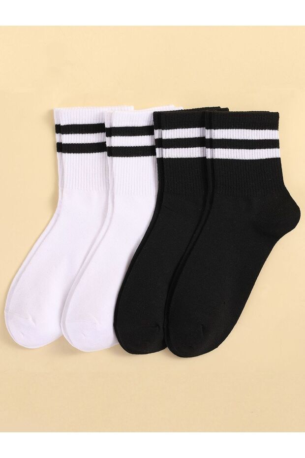 Corded White Unisex Tennis Socks, Economical Pack of 4