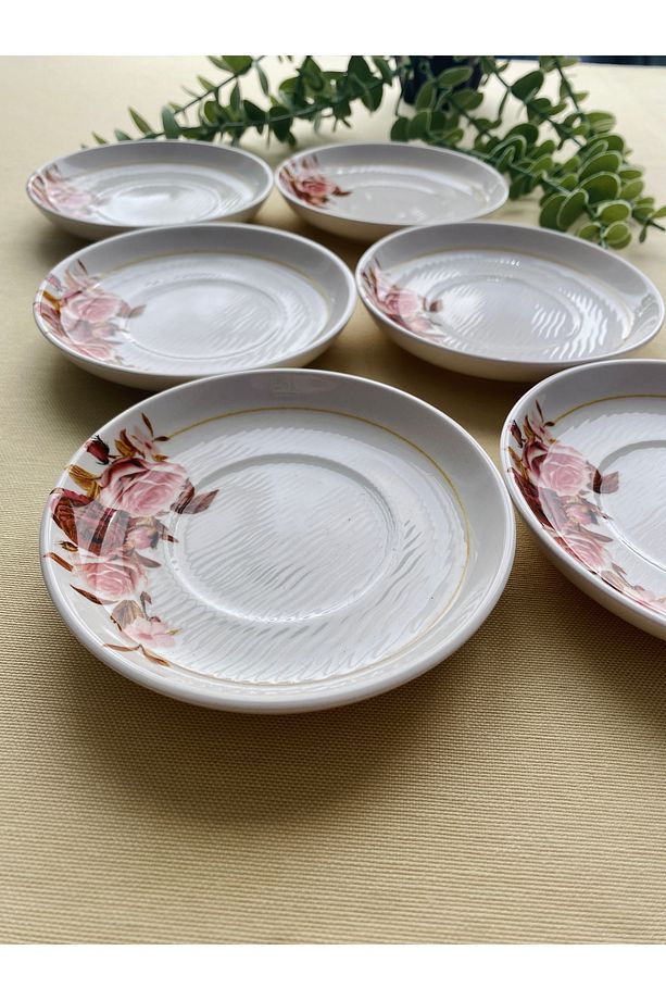 Gülpembe 6 Adet Çay Tabağı - 2