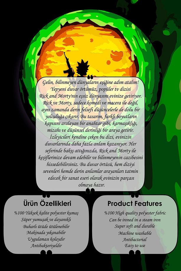 " Rick And Morty Zeka, Mizah Ve Sonsuz Olasılıklar " Kumaş Duvar Örtüsü Duvar Halısı - 3