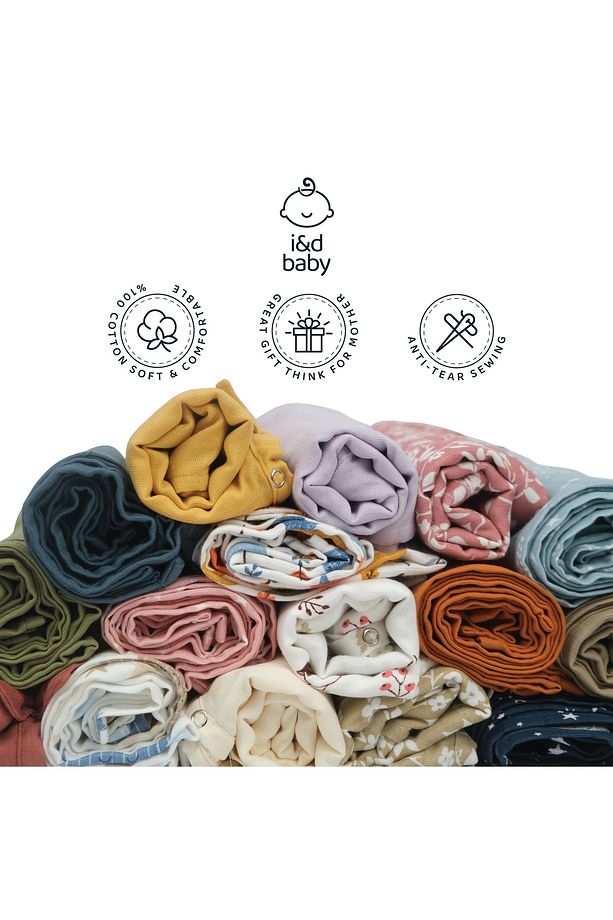 1 Adet Açık Mavi 75X100 cm %100 Pamuk Tek Katlı Müslin Kumaş Çıtçıtlı Puset Örtüsü. - 4