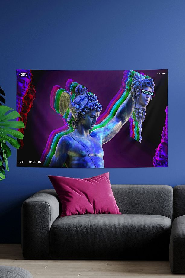 Perseus With The Head Of Medusa Modern Tasarım Kumaş Duvar Örtüsü Duvar Halısı - 1