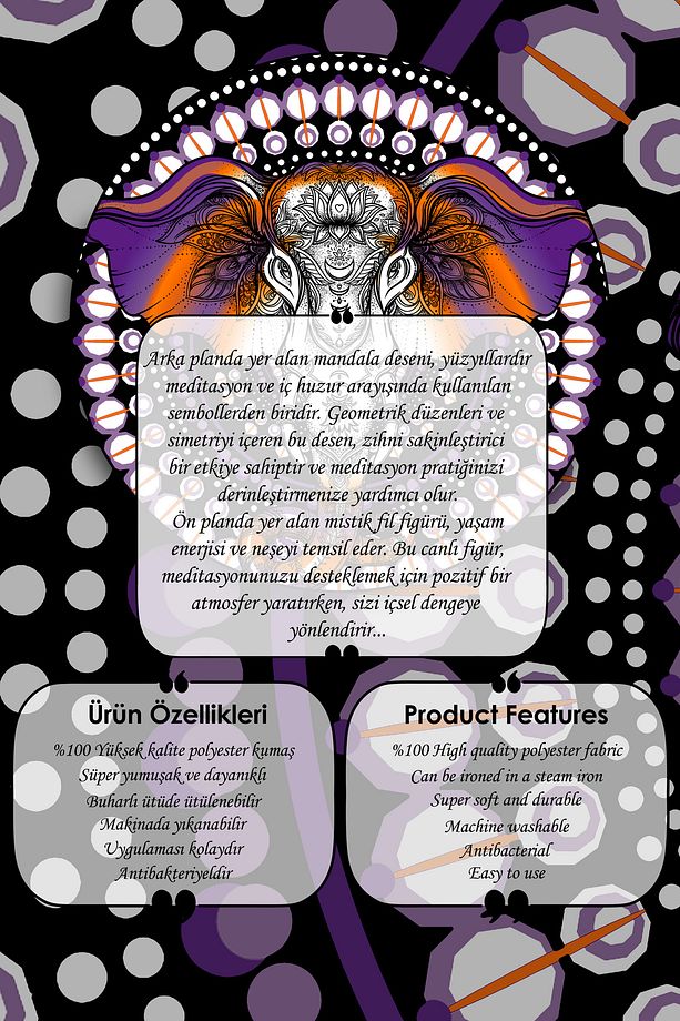 Renklerin ve Spiritüelliğin Büyüsü Evlerinize Gelsin! Fil Figürlü Duvar Örtüsü Tapestry Duvar Halısı - 3