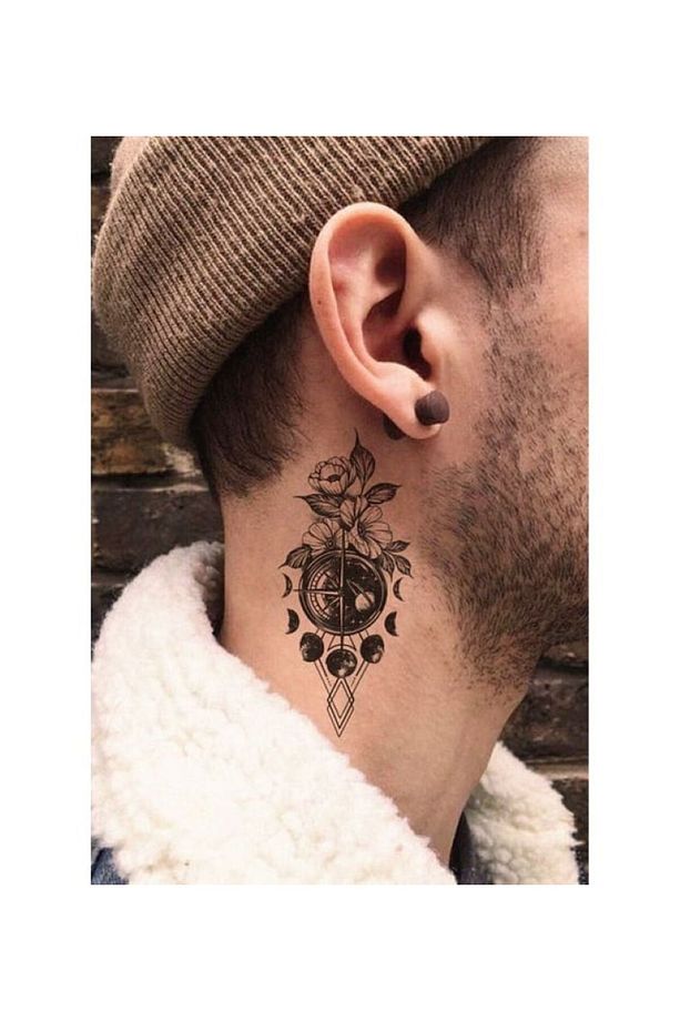Gerçek Dövme Görünümlü Gül Pusula Modelli 3 Boyutlu Tattoo, Geçici Dövme - 5