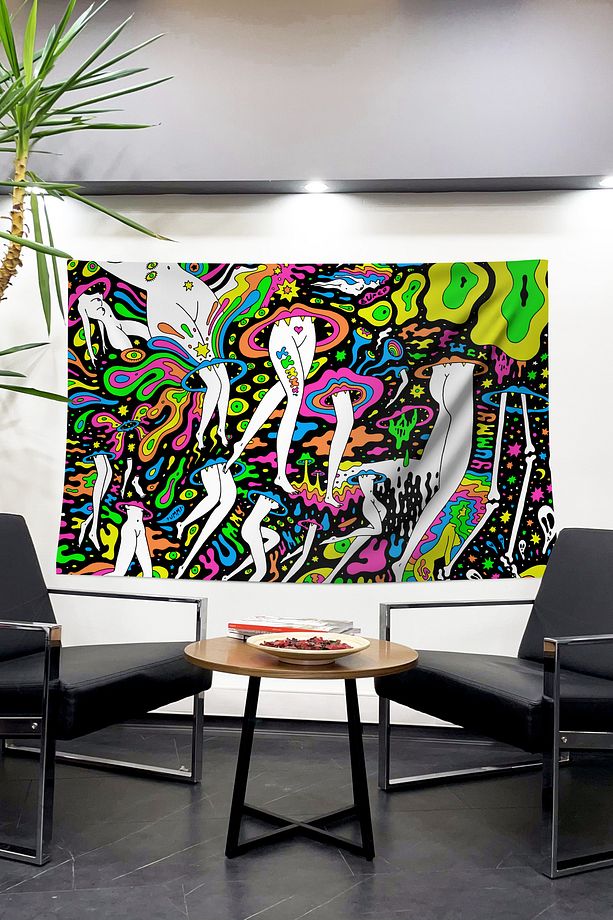 Bilinçaltının Renkli Dansı: Psychedelic Dreams Duvar Örtüsü Duvar Halısı Tapestry - 1