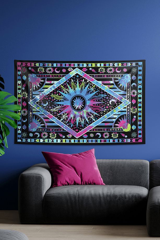 Göklerin Sırrını Taşıyan Rüya Dokunuşlu Kumaş Duvar Örtüsü Duvar Halısı Tapestry - 1