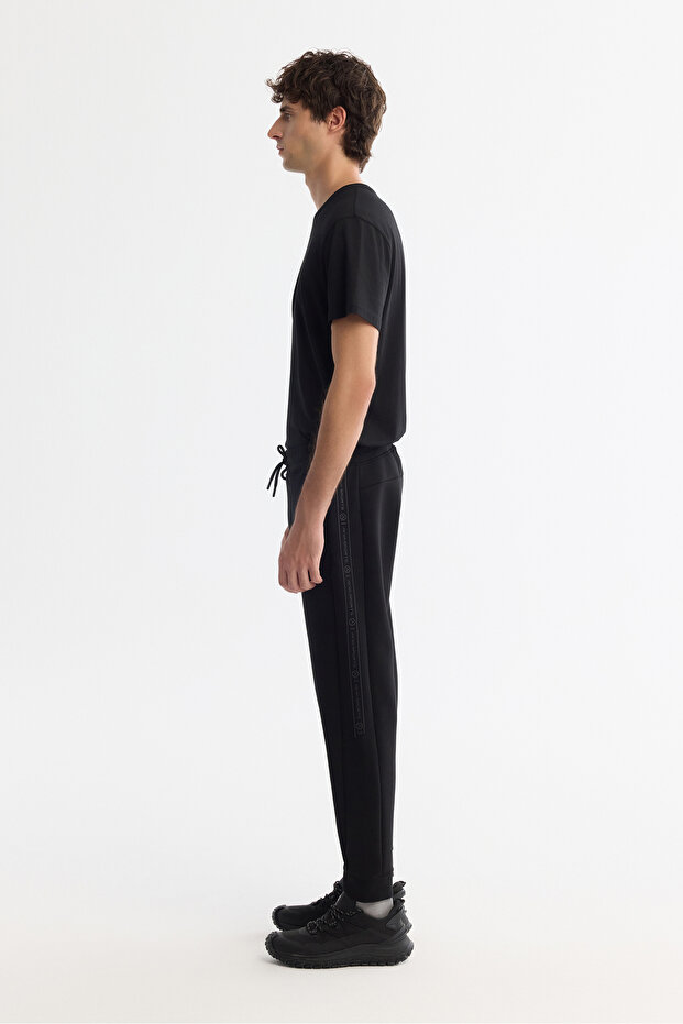 Erkek Siyah Beli Lastikli Bağcıklı Elastan Regular Fit Eşofman Altı A42Y3418 - 2