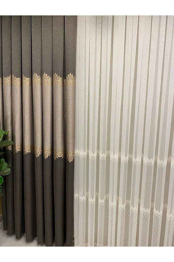 Nivemeshome Divina Zigzag Işlemeli Krem 1/3 Sık Pile Tül Perde Apm - 4