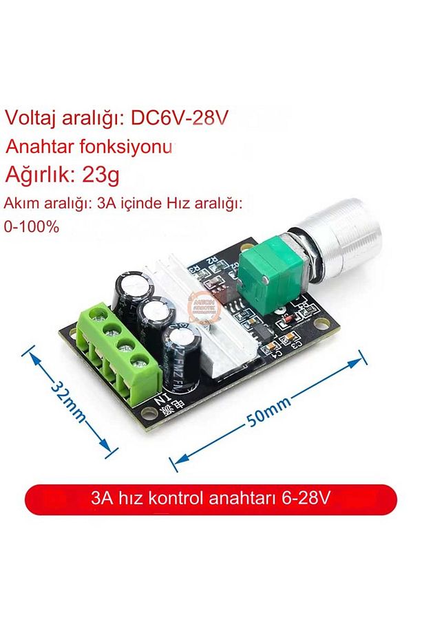 DC Motor Pwm Hız Kontrol Devresi ve LED Driver 6V-28V 3A - 3