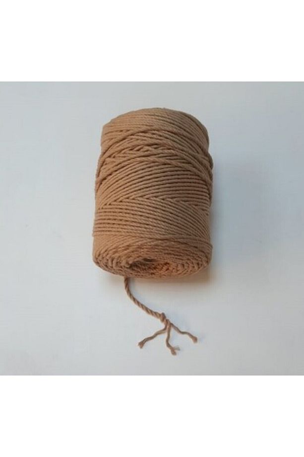3 Mm 3 Büküm 1 Kilo Pamuk Makrome  Koyu bej Hamak Salıncak, Perde süsü, çanta ,Hobi Ipi - 4