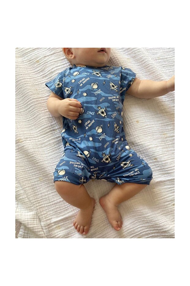 Short Sleeve Pajama Jumpsuit - Space (space Themed)